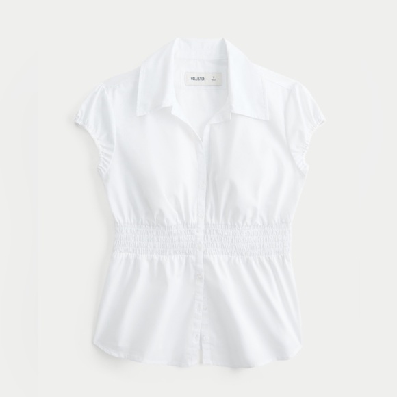 Hollister Smocked Waist Poplin Shirt (Medium) - Picture 1 of 6